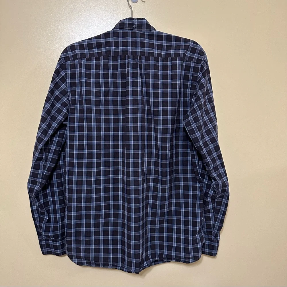 J. Crew 2-Ply 100% Cotton Plaid Button Down Shirt Men M Blue